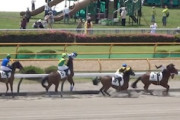 【動画】函館競馬で飛行機に驚いた馬が暴れてジョッキーが負傷してしまう。