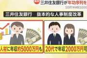 【朗報】三井住友銀行、年功序列を廃止へ。20代で年収2000万円、専門人材は5000万円も