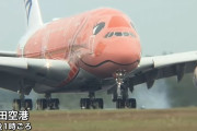 空飛ぶオレンジのウミガメ、全日空の超大型機エアバスA380の3号機が成田到着…ハワイ線就航へ！