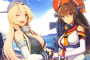 【艦これ】改めて見ると大和でもアイオワと並ぶと小さく見えるな