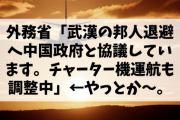 【朗報】外務省「武漢の邦人退避へ中国政府と協議しています。チャーター機運航も調整中」←やっとか〜。