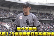 ロッテ佐々木朗希、15回1/3連続無安打のプロ野球新記録達成！