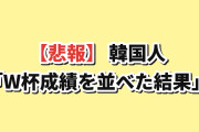 【悲報】韓国人「W杯成績を日韓で並べた結果、言い訳できなくなった」