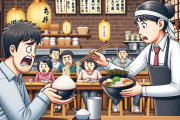 注文したラーメンと一緒に持参した白米を食べていたら注意を受けました。なぜ文句を言われるのか？