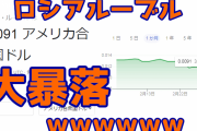 【速報】ロシアルーブル大暴落で最安値更新ｗ
