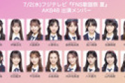【朗報】フジテレビFNS歌謡祭　AKB48 出演メンバー発表　キタ━━(((ﾟ∀ﾟ)))━━━━━!!