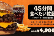 バーガーキング食べ放題、時間据え置きで1000円値上げｗｗｗｗｗ