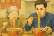 今日珍しく俺は母ちゃんを外食に誘った。 行き先は昔からよく行く馴染みのラーメン屋だった。