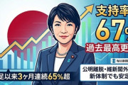 【速報】毎日新聞世論調査でも3カ月連続高水準「ほぼ横ばいだから…」　高市内閣の支持率が前回調査から2ポイント増の67％「国民の圧倒的支持、揺るがず」