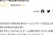 SKE48野村実代、体調不良のためチームコンサート一部出演に