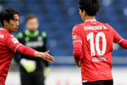 原口元気が2ゴール！室屋成が1アシスト！ハノーファー、3点差追いつきハンブルガーSVとドロー　ブンデスリーガ2部第27節