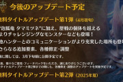 モンハン公式「無料タイトルアップデート第1弾は、2025年4月初旬に配信予定！」