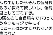 女の子「男で身長170無い男はマジでキモイ」「女にヒールはかせてやれない男に人権はない」