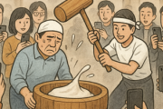 【何をいまさらwww】パフォーマンスじゃないのだが…高速餅つき大人気の陰で店主が苦悩するもっともな理由。一斉にスマホで撮影…見せ物化する伝統文化