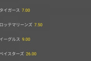 今年のNPB優勝オッズｗｗｗｗｗｗｗｗ