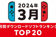 Nintendo Switchの2024年3月の月間ダウンロードランキング