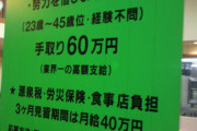 東京のラーメン屋「手取り６０万円」
