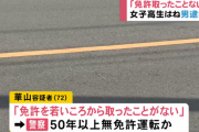 16歳女子高生が車にはねられケガ 運転手の72歳男逮捕「免許取ったことがない」
