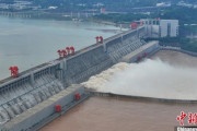 三峡ダムでゲート9門を開き、放流量を増加