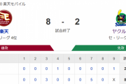 【試合結果】ヤクルト2-8楽天　ヤフーレ7回途中6失点…青木タイムリーも5連敗