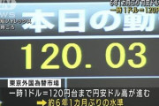 【120円悲報】ついに「有事の円高」から円安時代に突入‥‥家計はリスク資産に　円安で値上げラッシュ　資産が目減りしていく‥‥