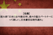 【危機】中国大使「日本には今後50年、我々の協力パートナーになって欲しい。日米豪印は時代遅れ」