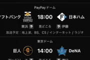 本日のプロ野球はデーゲーム3試合、ナイトゲーム3試合