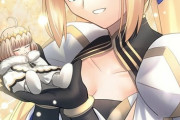 【FGO】しょ～りさんのミニオベロンを手に乗せたキャストリアイラスト！！　キャストリアの手の腕すやすや寝てるオベロンいいなｗ
