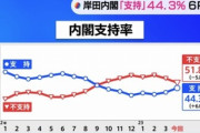 岸田内閣の支持率､6ポイント上昇して44.3%に