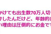 「これだけ子育て支援にお金をかけてもダメだったんだから原因はお金じゃない」と言う人がいたが、年齢的にあと2～3人は育てられる自分が産まない理由は圧倒的にお金