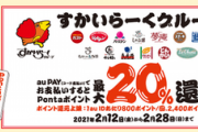 auPAY､2月12日からガストやバーミヤンなどすかいらーくグループで20%ポイント還元