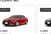 【悲報】トヨタ・カムリ　日本価格350万円～、アメリカ価格270万円～