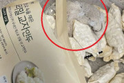 韓国の自然派食品の冷凍ギョーザから軍手