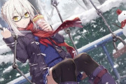 【FGO】雪の日にブランコに座ってクレープを食べるえっちゃん！！　ニーソえっちゃん至高すぎる////////