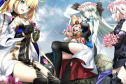 【FGO】花畑で花の冠を作るキャストリア＆モルガン様＆マシュ＆ハベにゃん！！　幸せそうな風景いいね！