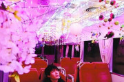 【徳島／高知】列車内の桜でお花見しませんか　阿佐東線、ＬＥＤや造花で彩る