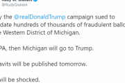ジュリアーニ「ミシガン州での数十万の不正投票を明日公開！ショックを受けるよ」元連邦検察官「証拠はあるから裁判所へ出すよ」