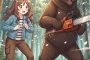 【恐怖】米国でチェーンソーくわえたクマが出現