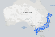日本の面積をオーストラリアの人が多い地域（人口：2500万人）に重ねてみた結果←オーストラリアってこんなに広いのか？？