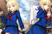 【FGO】セーラー服姿のアルトリア＆ジャンヌ！！　JKの二人いいですね！！