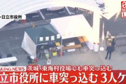 日立市役所前の広場に車が突っ込み3人搬送、車は逃走　30分後に東海村役場でも……警察が関連調べる