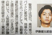 バイクと接触事故の伊藤健太郎、「迂回して戻るつもりだった」発言でまたイメージ悪化
