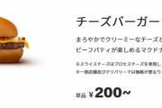 【悲報】マクドナルドのチーズバーガー、200円