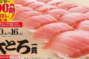 【?】スシロー、大トロ1貫100円の約束を守るwww