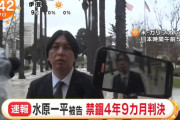 【速報】水原一平被告、禁錮4年9ヶ月判決