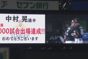 中村晃が通算1000試合出場達成！508人目