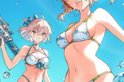 【FGO】水着のぐだ子＆沖田さんイラスト！！　二人のビキニ姿、いいですね！！