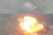 ロシア軍がT-55戦車に大量のTNT爆薬を積んで自爆攻撃も失敗…ウクライナ軍のRPG弾が命中し大爆発！