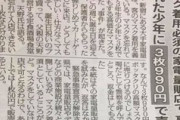 マスク必須の家電量販店に入店した中学生、「3枚990円」でマスク売りつけられる→親が激怒し警察に通報