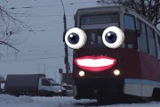 【無料動画】【 doodles アニメ 】雪の路面電車 , 冬 , でんしゃ 他 から 顔が出現する ドッキリ ?  おもしろ動画